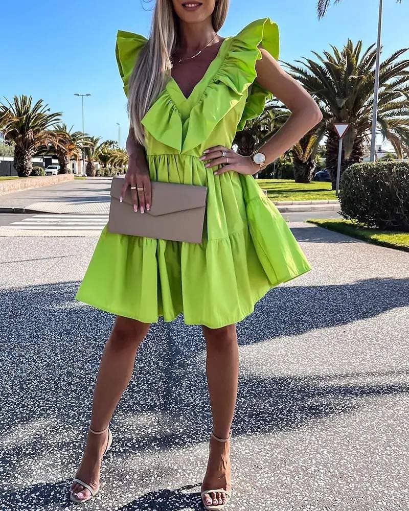 Pretty Little Patriot Pretty Little Patriot Ruffle Hem Green Spring Dress — product category context