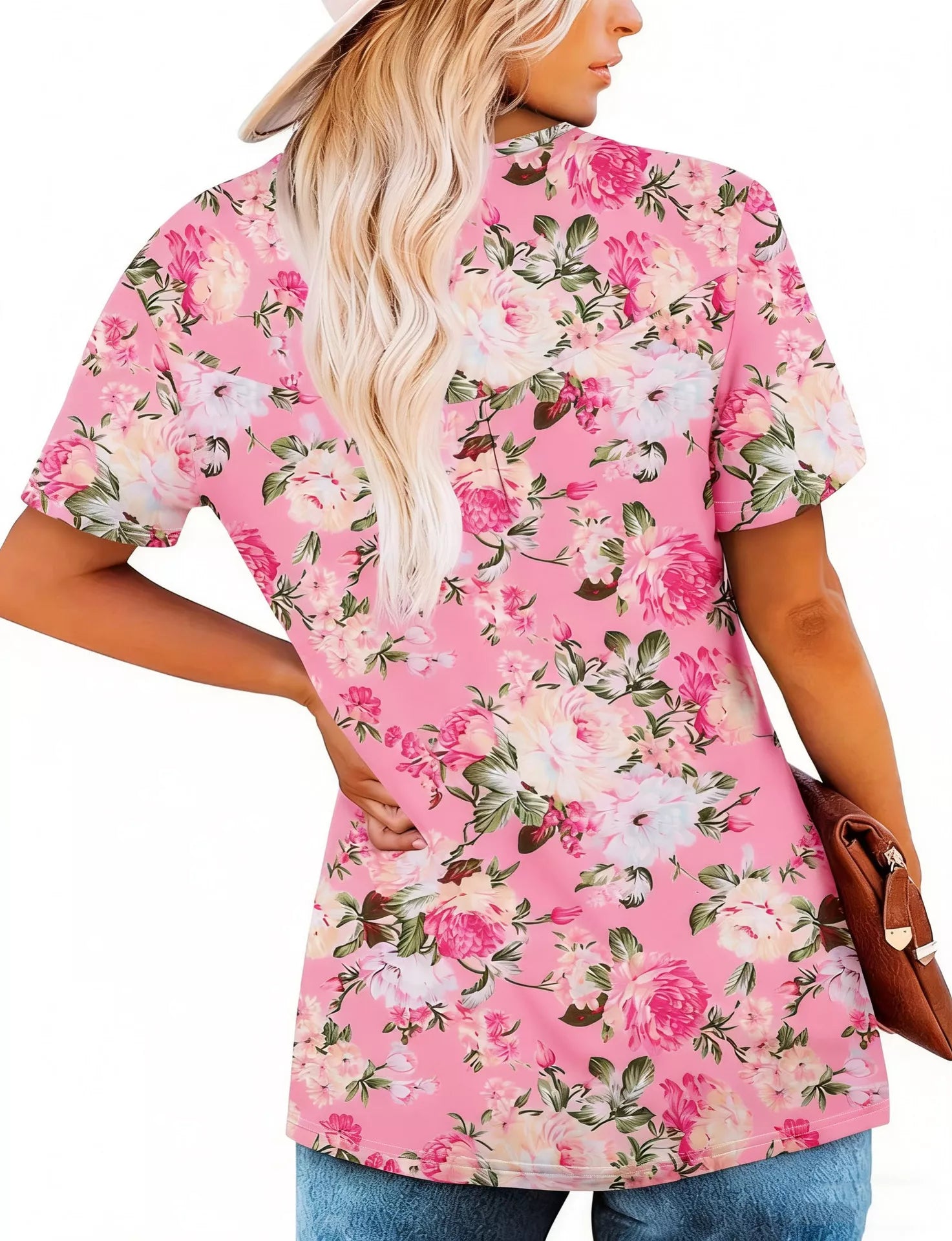 Plus Size Floral Print Short Sleeve T-Shirt