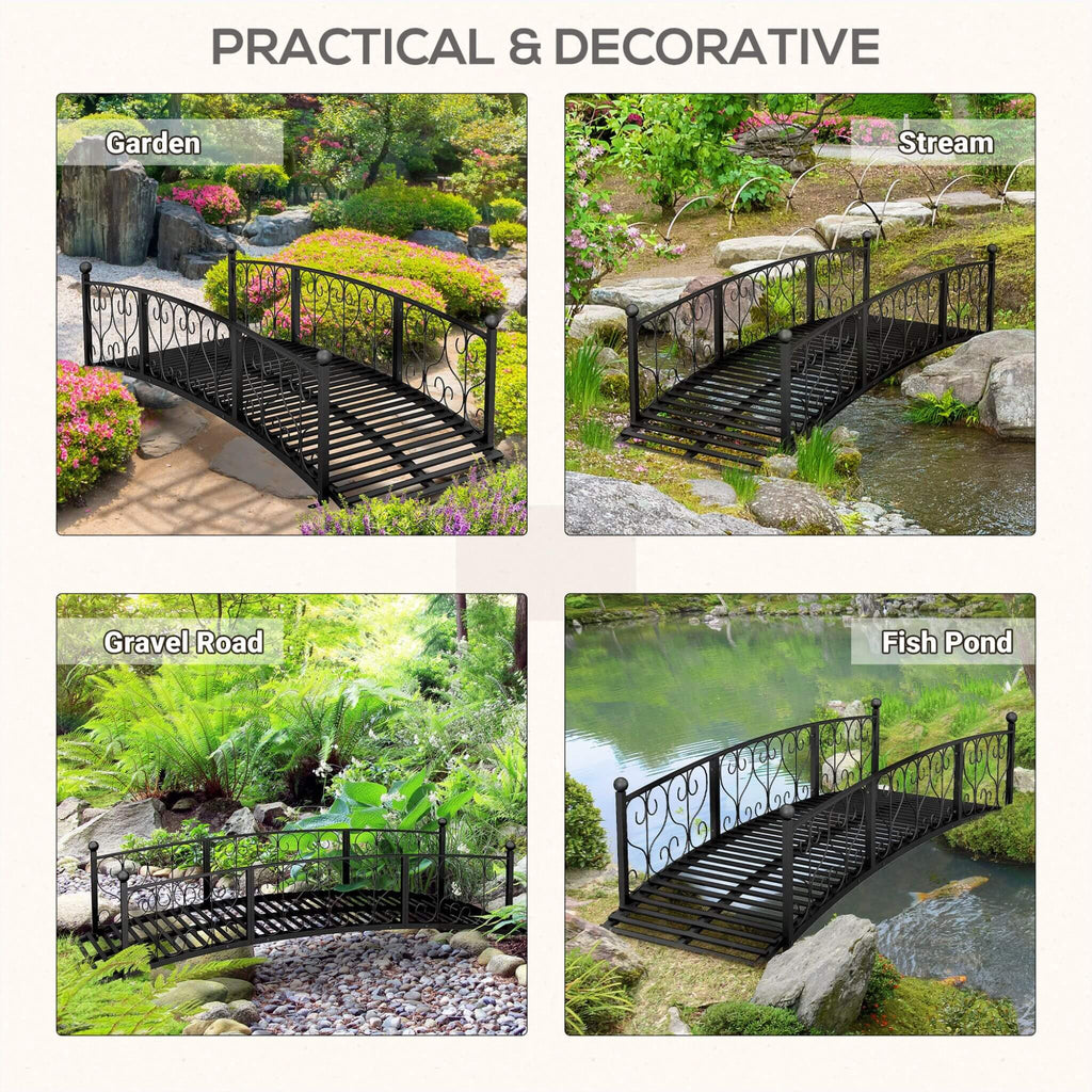 Alora 7FT Decorative Metal Arch Footbridge Garden Bridge With Safety Siderails (SAK53829) – SAKSBY WHOLESALE, view 5