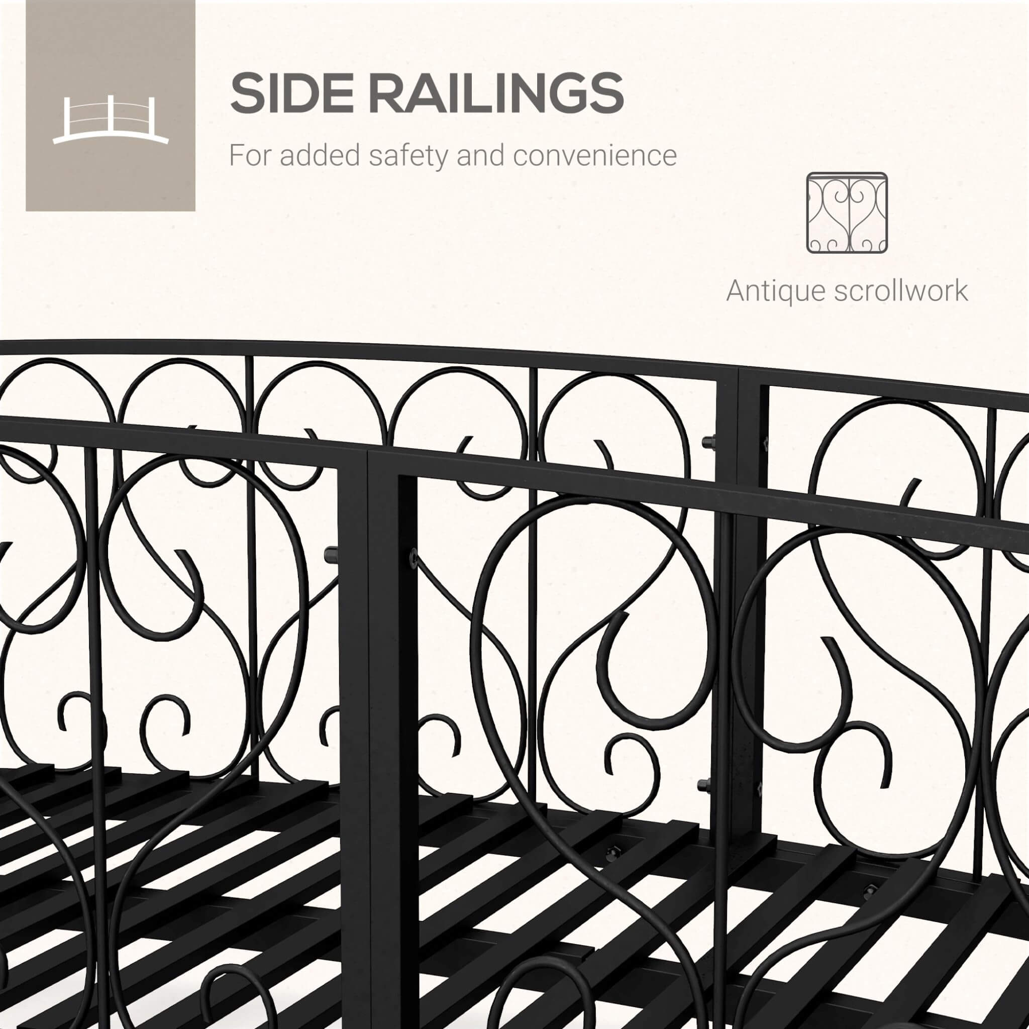 Alora 7FT Decorative Metal Arch Footbridge Garden Bridge With Safety Siderails (SAK53829) – SAKSBY WHOLESALE, view 4