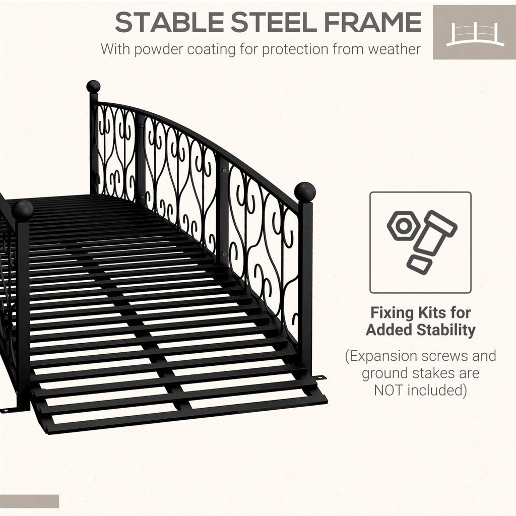 Alora 7FT Decorative Metal Arch Footbridge Garden Bridge With Safety Siderails (SAK53829) – SAKSBY WHOLESALE, view 6