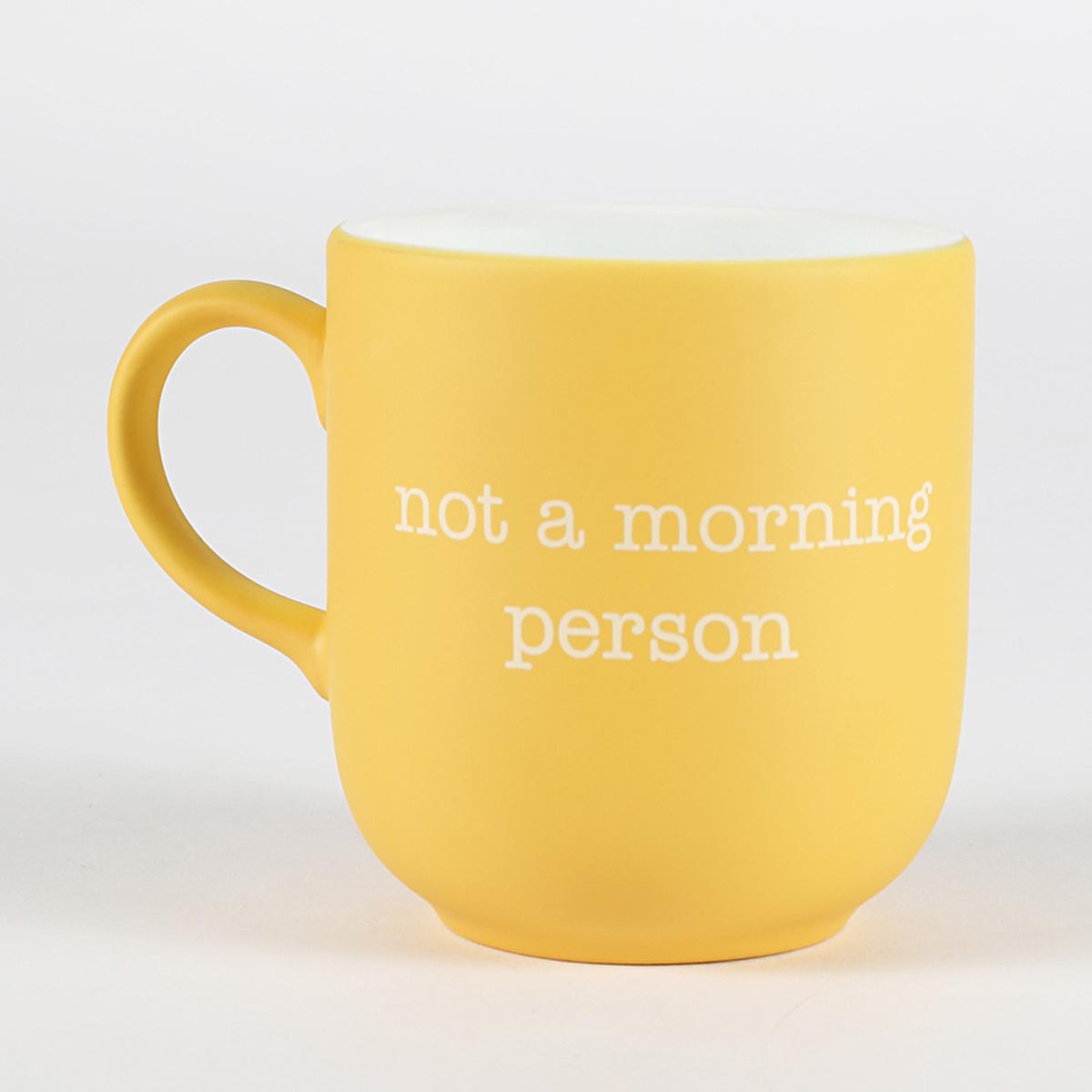 Rakle Ceramic Mug - Not a Morning Person, 13.53 fl oz, Yellow - Funny Gift for Coffee & Tea Lovers