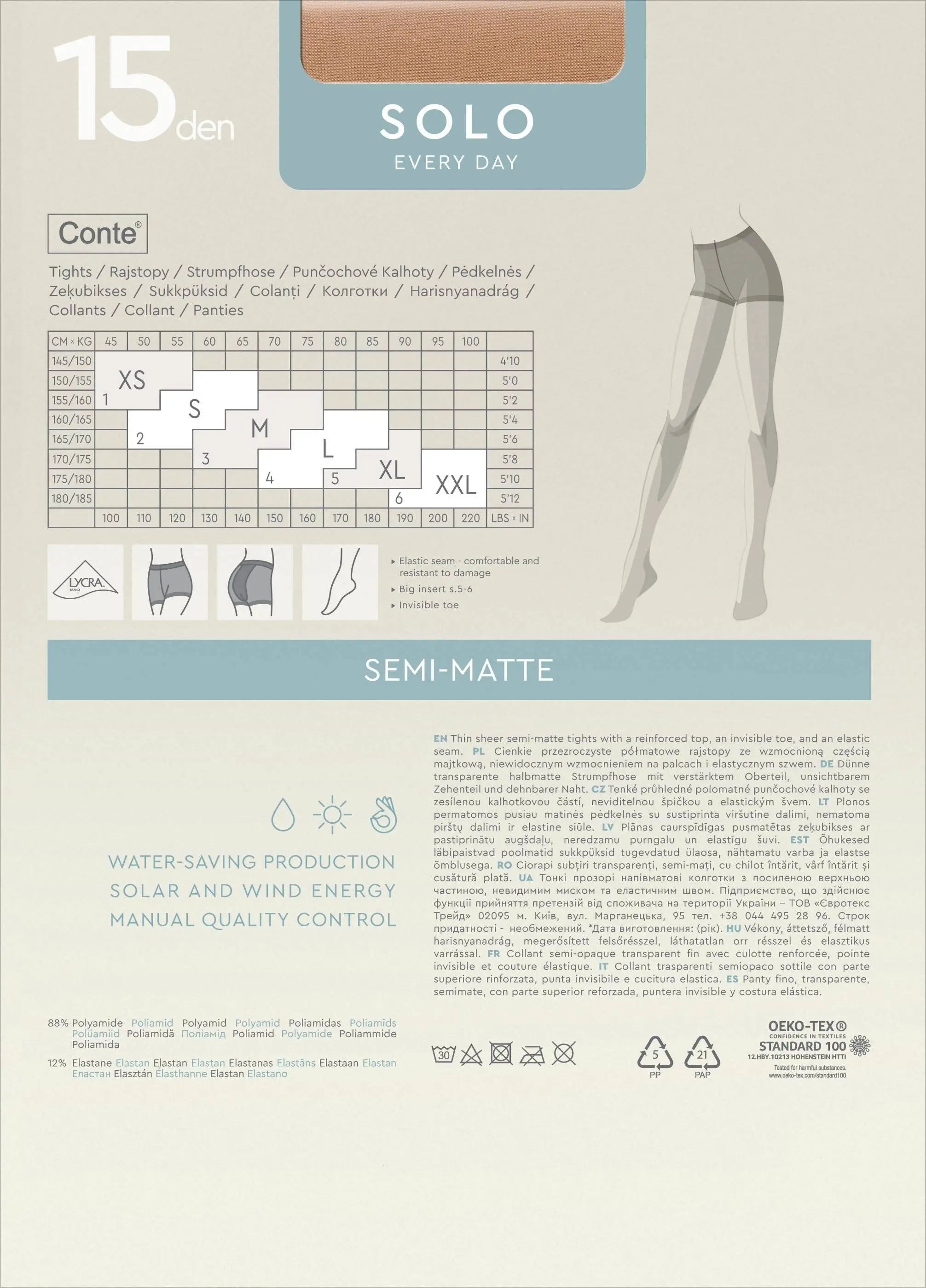 TheRanok.com Tights Conte Solo 15 Den - Classic Pantyhose — side view