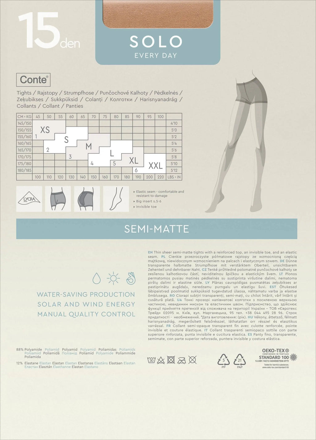 TheRanok.com Tights Conte Solo 15 Den - Classic Pantyhose — back view