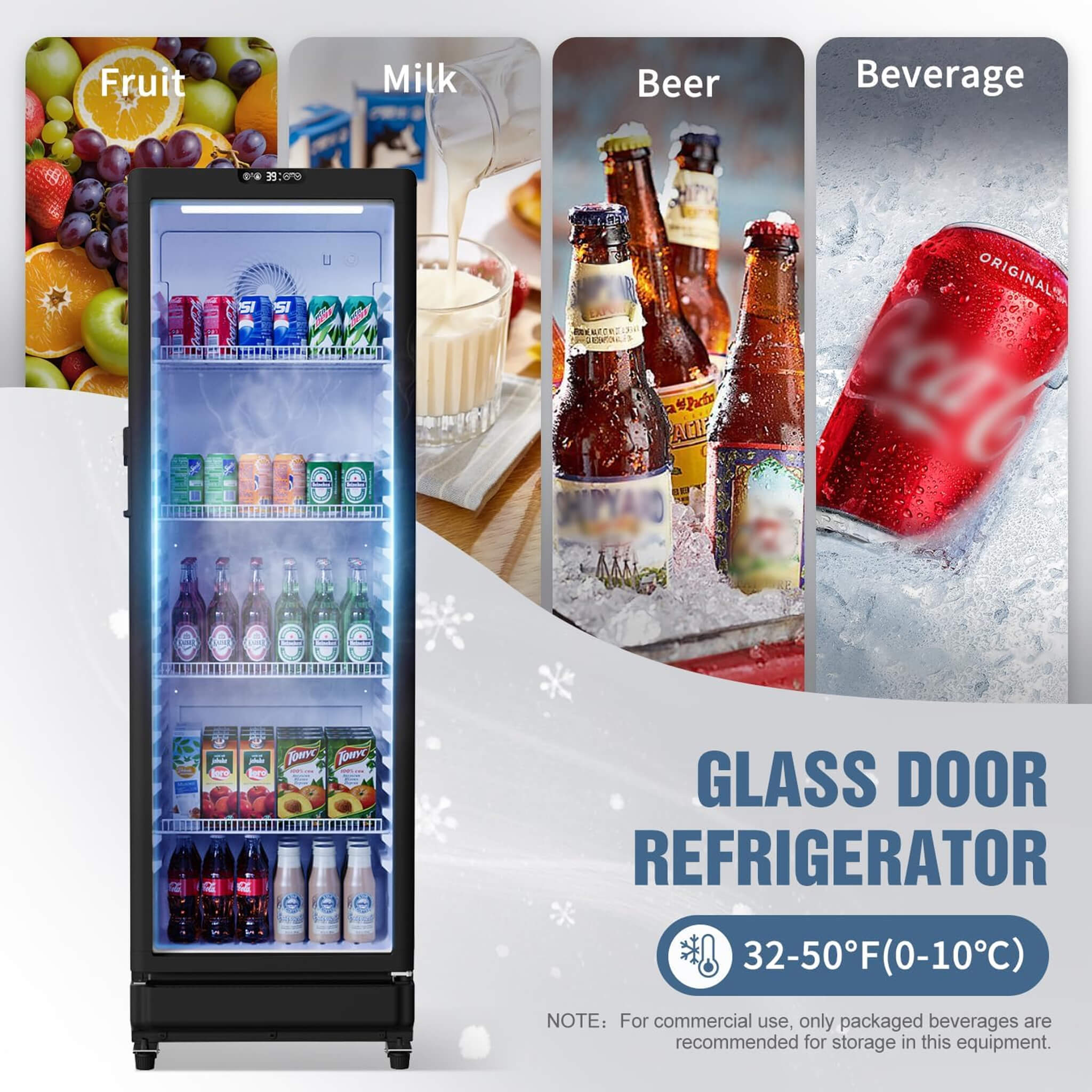 8.5 Cu.Ft Commercial Single Glass Door Beverage Merchandiser Refrigerator (SAK27946) – SAKSBY WHOLESALE, view 4