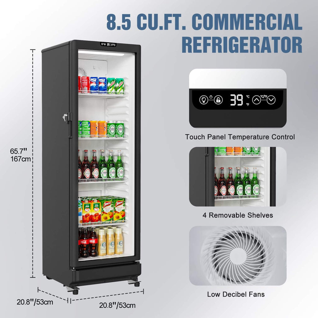 8.5 Cu.Ft Commercial Single Glass Door Beverage Merchandiser Refrigerator (SAK27946) – SAKSBY WHOLESALE, view 7