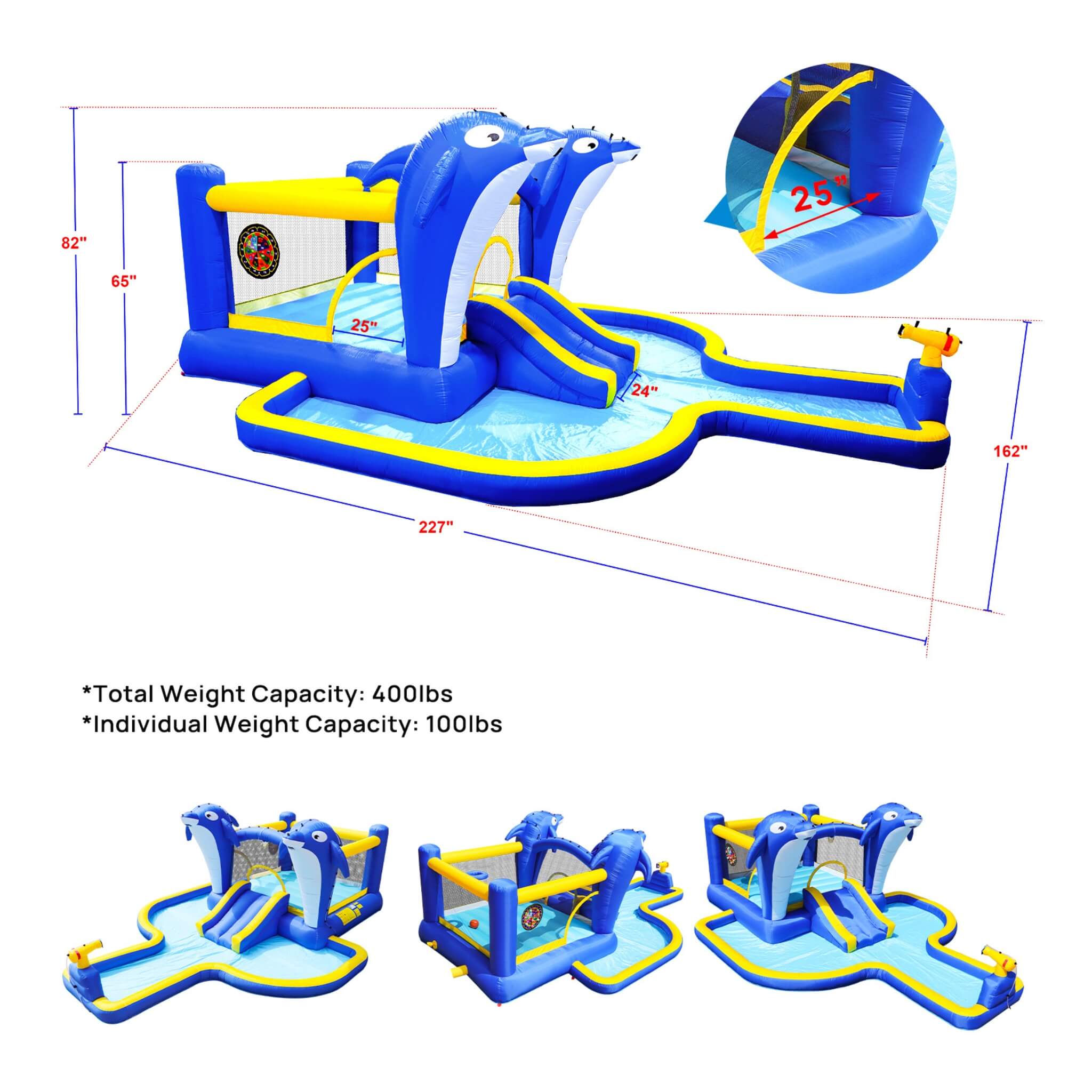 8-In-1 Inflatable Water Park Bounce House with Sprinkler, Water Gun, And Basketball Hoop (SAK38152) – SAKSBY WHOLESALE, view 