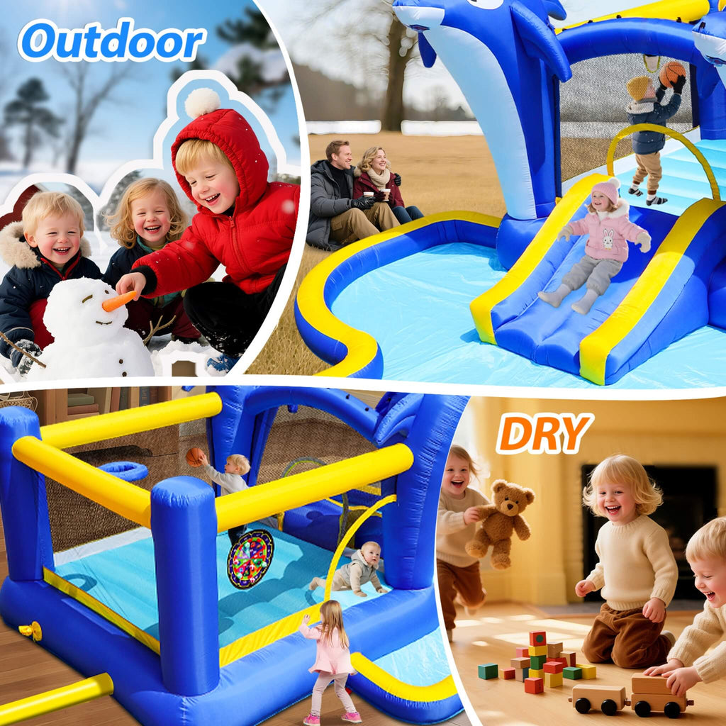 8-In-1 Inflatable Water Park Bounce House with Sprinkler, Water Gun, And Basketball Hoop (SAK38152) – SAKSBY WHOLESALE, view 
