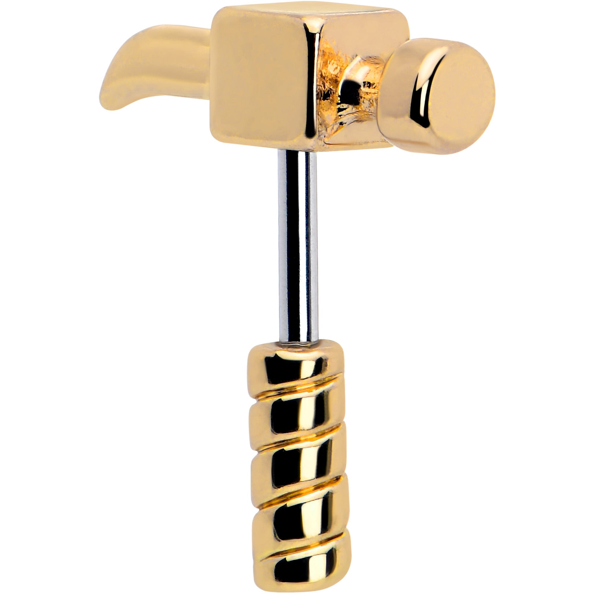 BodyCandy 16G 1/4 Gold Tone Optical Illusion Hammer Cartilage Tragus Earring — main product shot