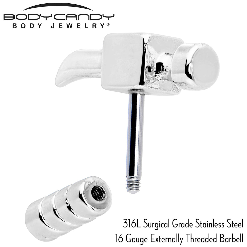 BodyCandy 16G 1/4 Optical Illusion Hammer Cartilage Tragus Earring — side view