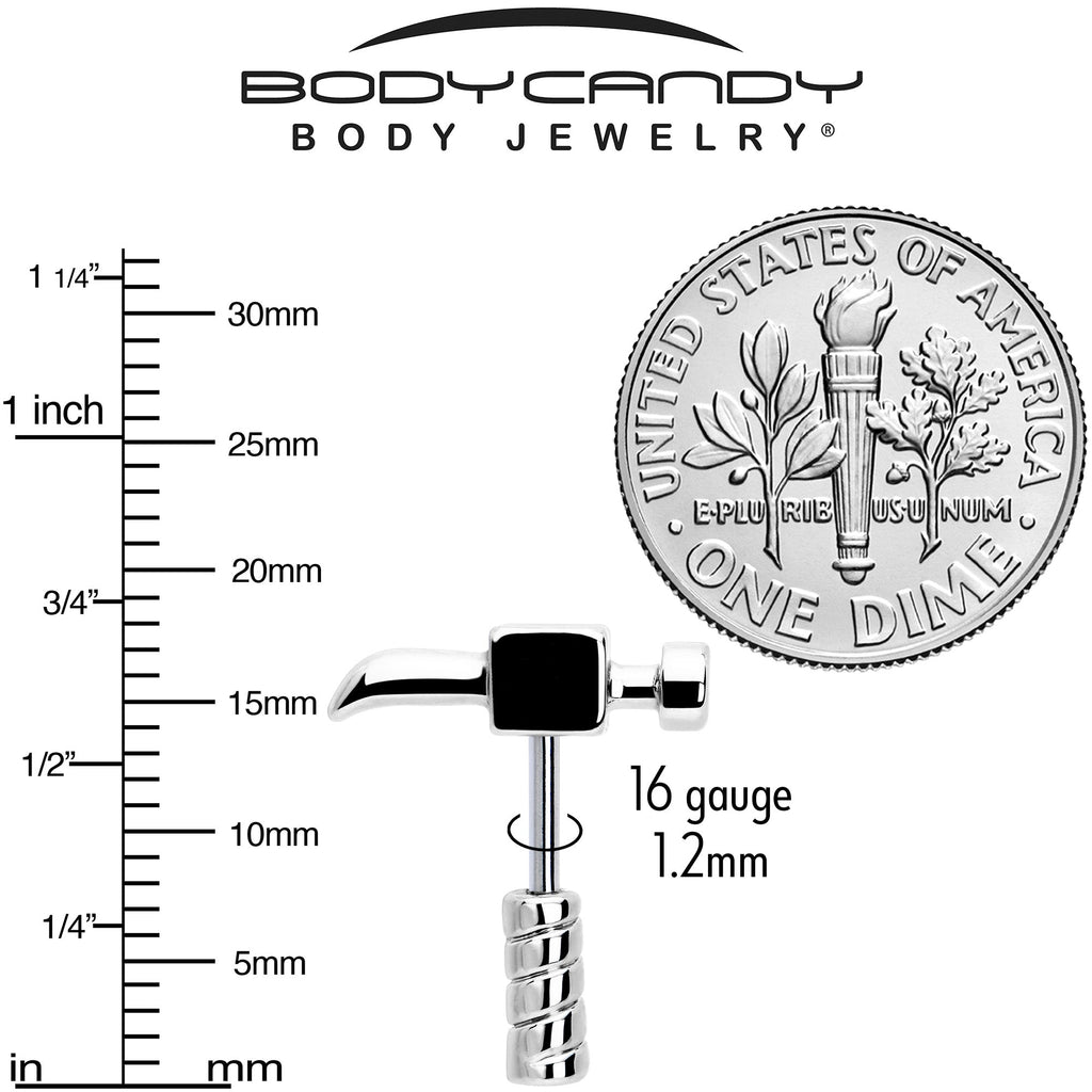 BodyCandy 16G 1/4 Optical Illusion Hammer Cartilage Tragus Earring — back view