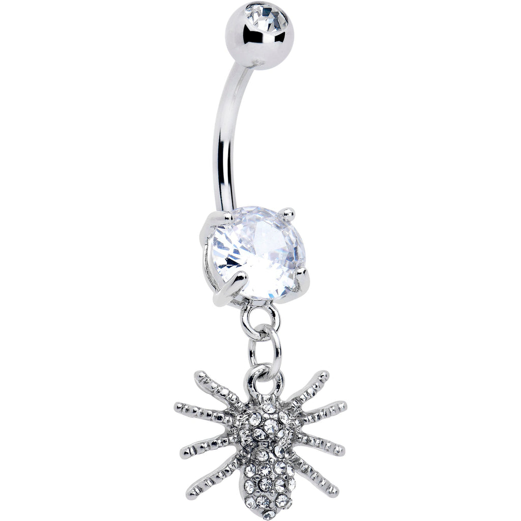 BodyCandy Clear CZ Gem Goth Glam Spider Dangle Belly Ring — main product shot
