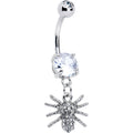 BodyCandy Clear CZ Gem Goth Glam Spider Dangle Belly Ring — main product shot