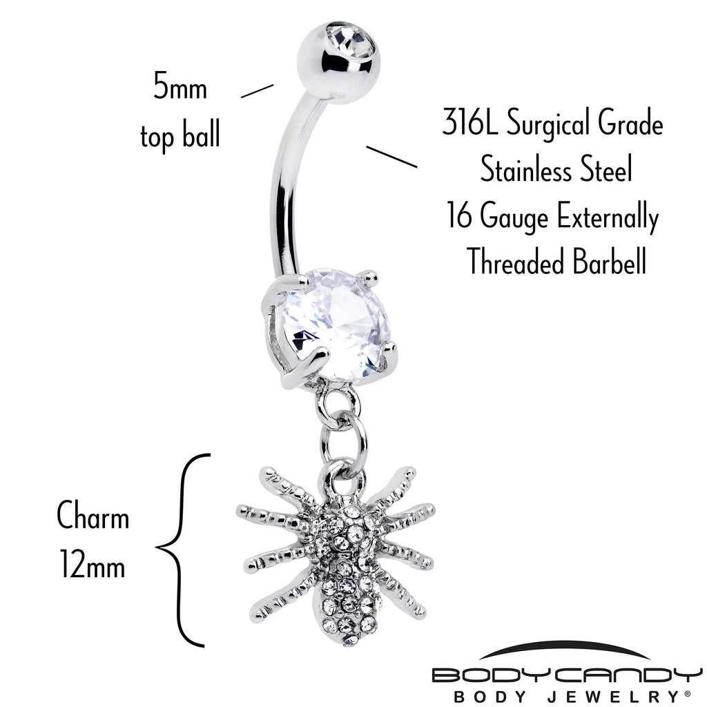 BodyCandy Clear CZ Gem Goth Glam Spider Dangle Belly Ring — lifestyle context