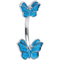 BodyCandy Simply Butterfly Blue Double Mount Belly Ring — main product shot