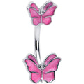 BodyCandy Simply Butterfly Pink Double Mount Belly Ring — main product shot