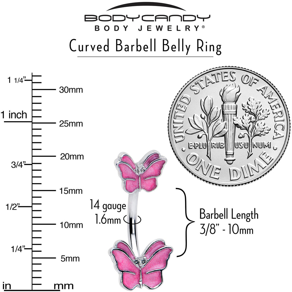 BodyCandy Simply Butterfly Pink Double Mount Belly Ring — lifestyle context