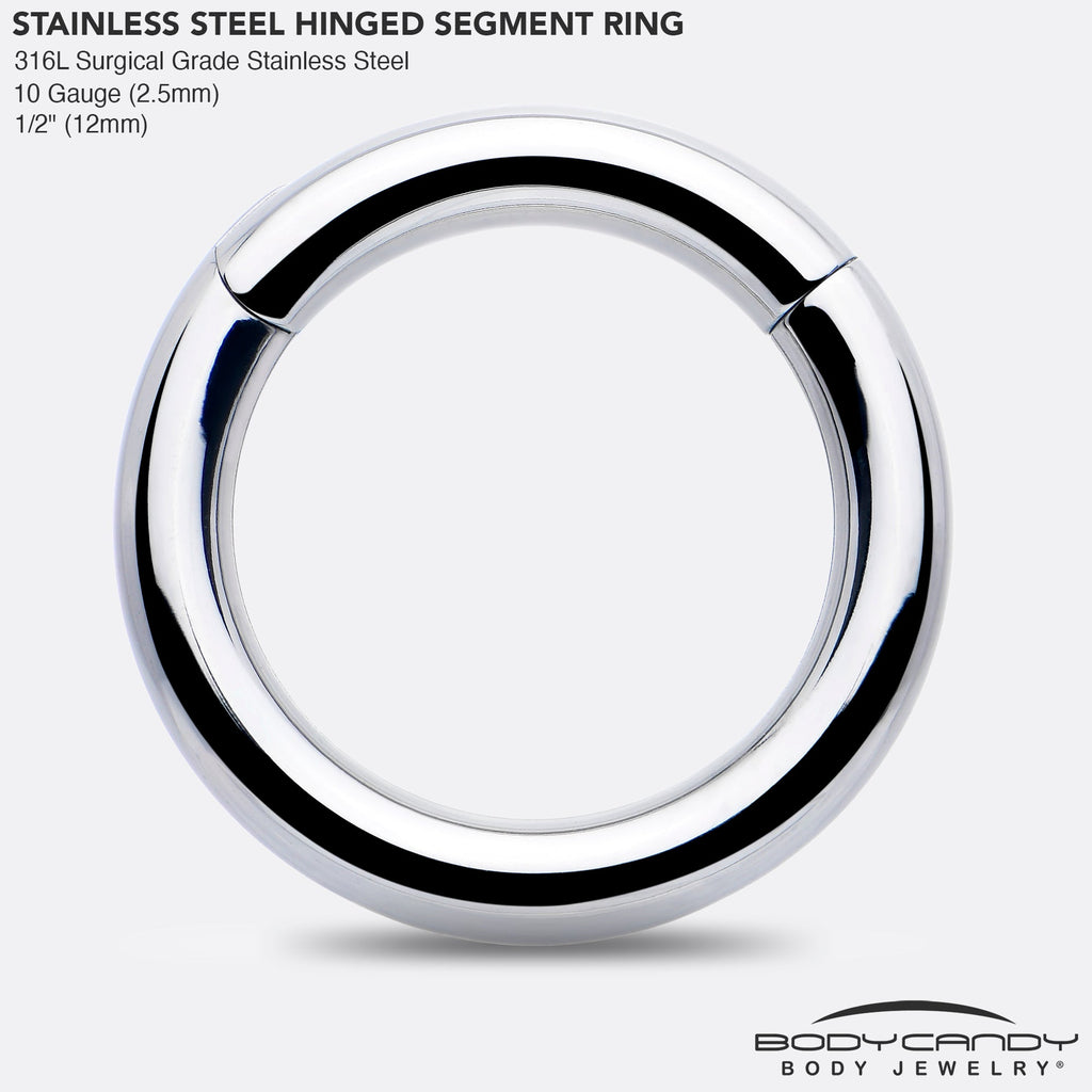 BodyCandy 10G 1/2 316L Surgical Steel Precision Hinged Segment Hoop — side view