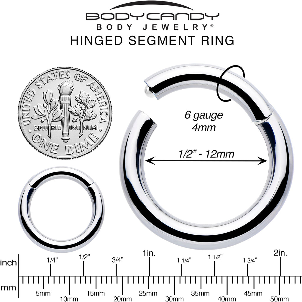 BodyCandy 10G 1/2 316L Surgical Steel Precision Hinged Segment Hoop — alternative angle
