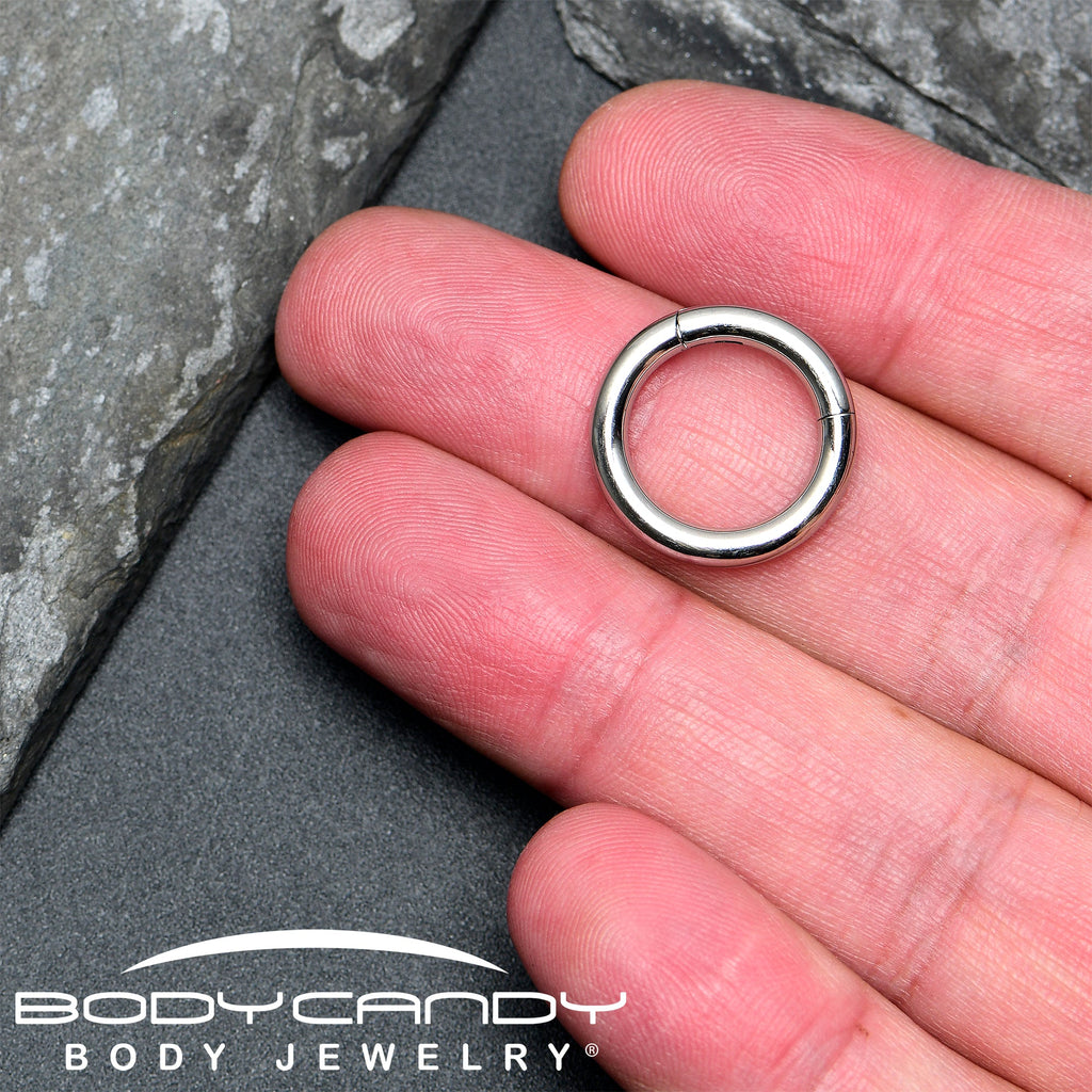 BodyCandy 10G 1/2 316L Surgical Steel Precision Hinged Segment Hoop — in-use photo