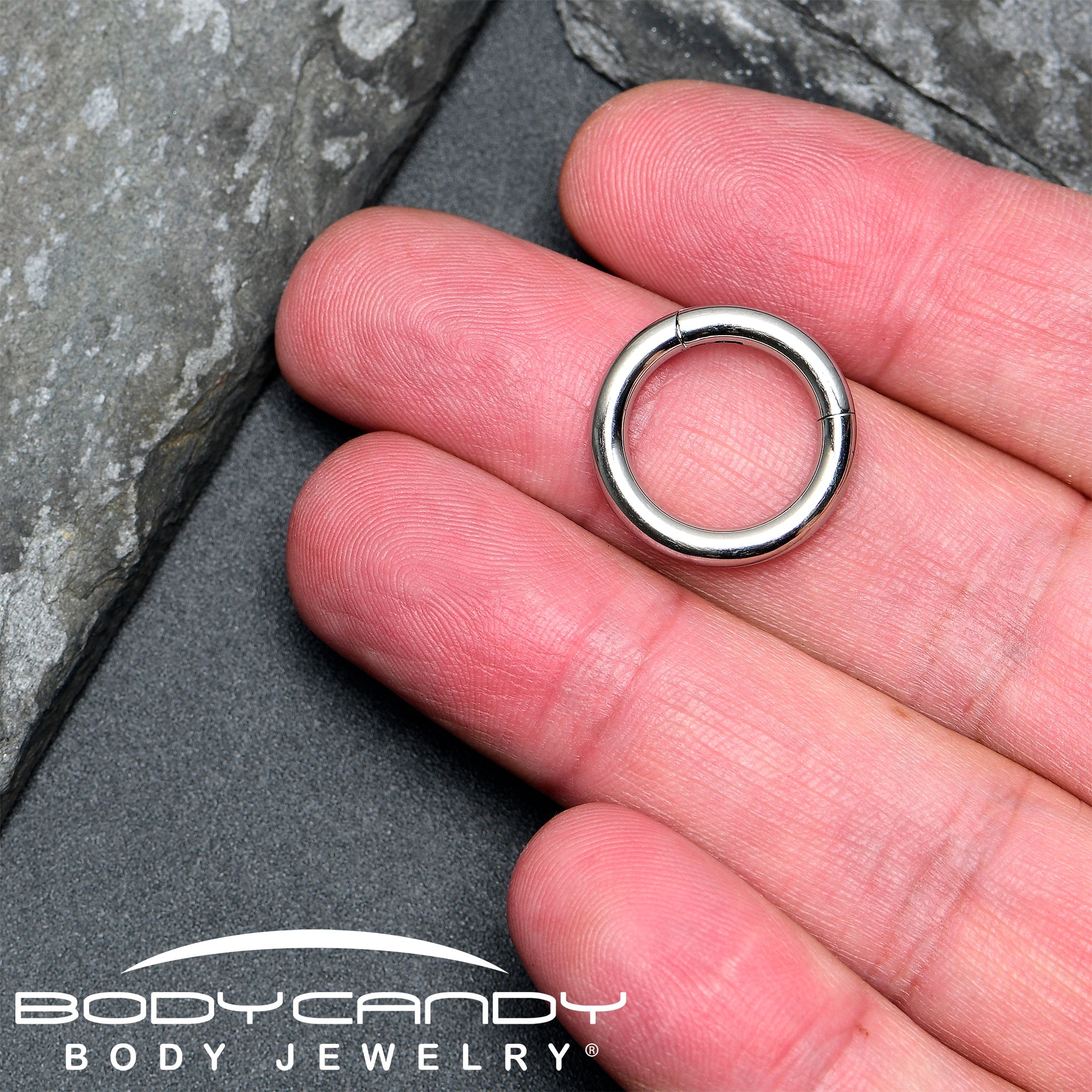BodyCandy 10G 1/2 316L Surgical Steel Precision Hinged Segment Hoop — in-use photo