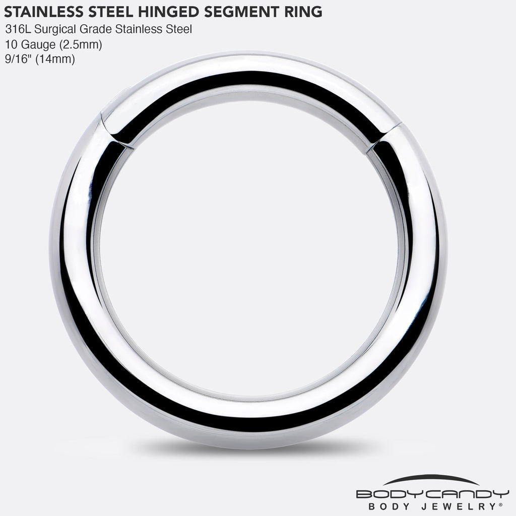 BodyCandy 10G 9/16 316L Surgical Steel Precision Hinged Segment Hoop — side view