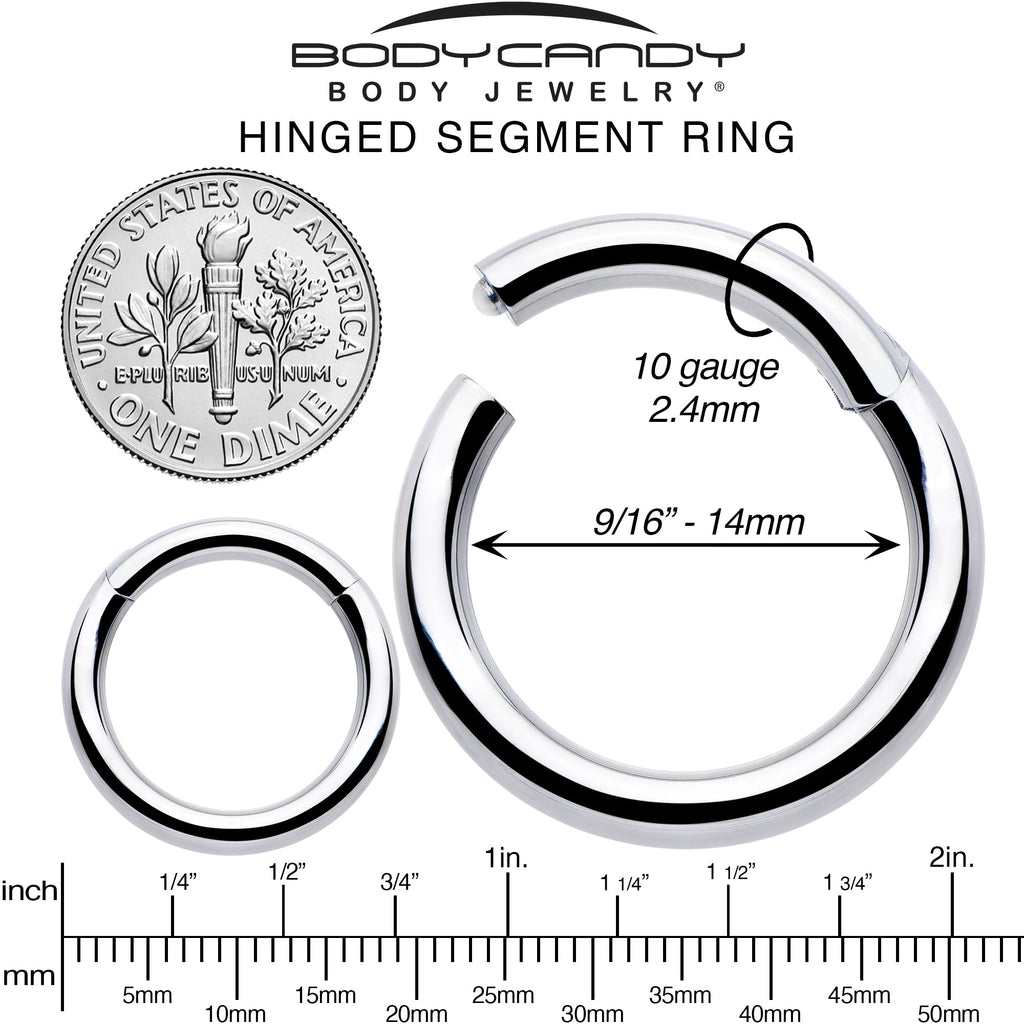 BodyCandy 10G 9/16 316L Surgical Steel Precision Hinged Segment Hoop — alternative angle