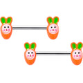 BodyCandy 14G 9/16 Surprise Carrot Easter Bunny Barbell Nipple Ring Set — main product shot