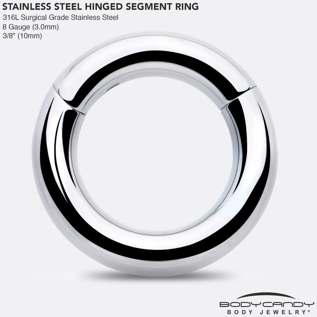 BodyCandy 8G 3/8 316L Surgical Steel Precision Hinged Segment Hoop — side view