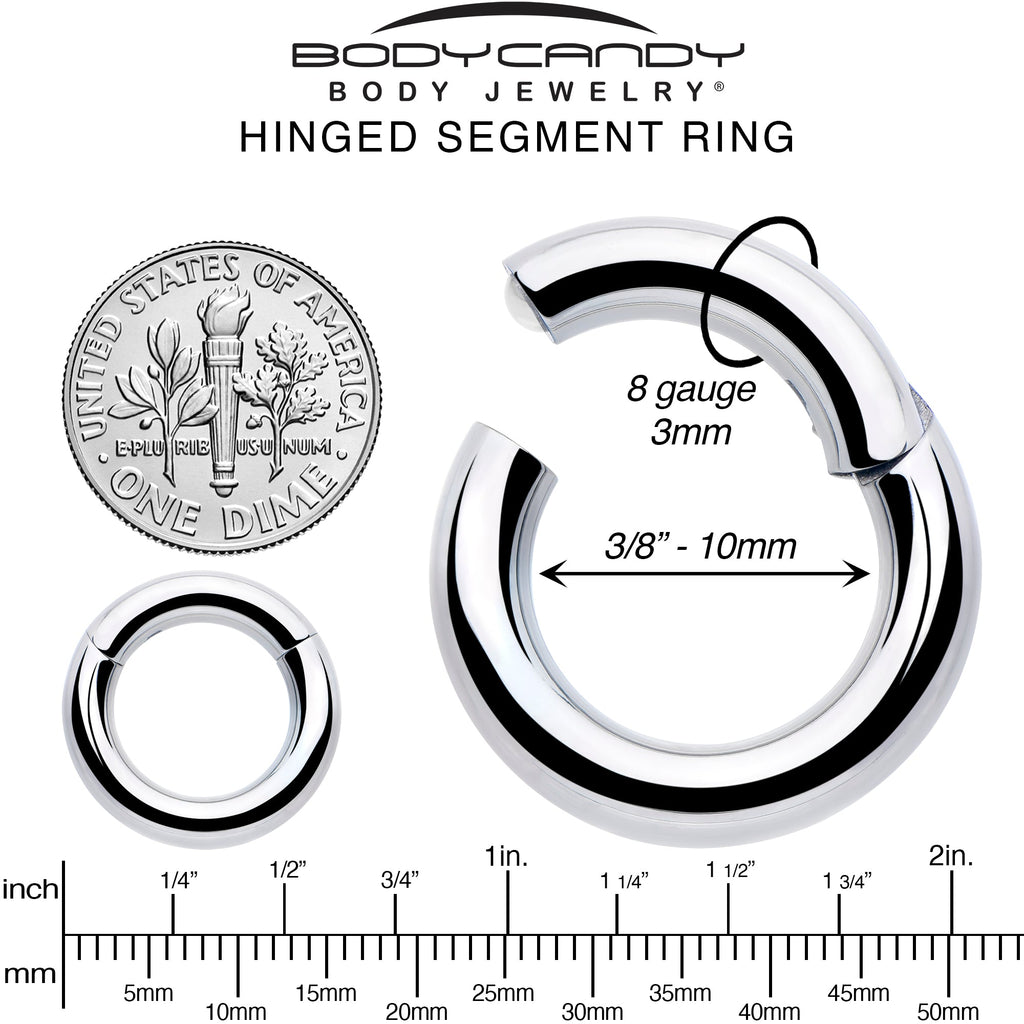 BodyCandy 8G 3/8 316L Surgical Steel Precision Hinged Segment Hoop — alternative angle