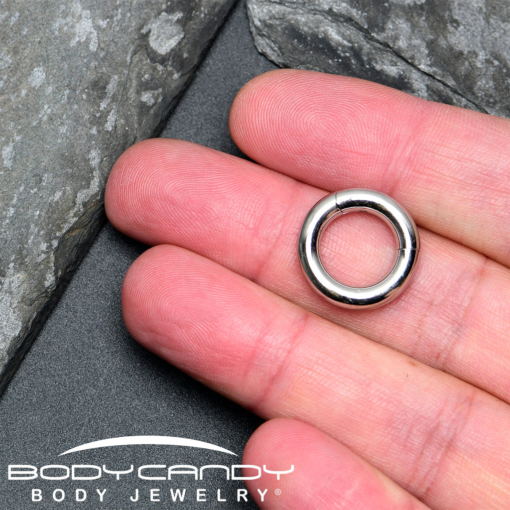 BodyCandy 8G 3/8 316L Surgical Steel Precision Hinged Segment Hoop — in-use photo