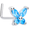 BodyCandy 20G 7mm Blue CZ Gem Open Wing Butterfly L Shape Nose Ring — main product shot