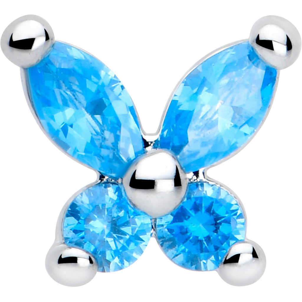 BodyCandy 20G 7mm Blue CZ Gem Open Wing Butterfly L Shape Nose Ring — lifestyle context