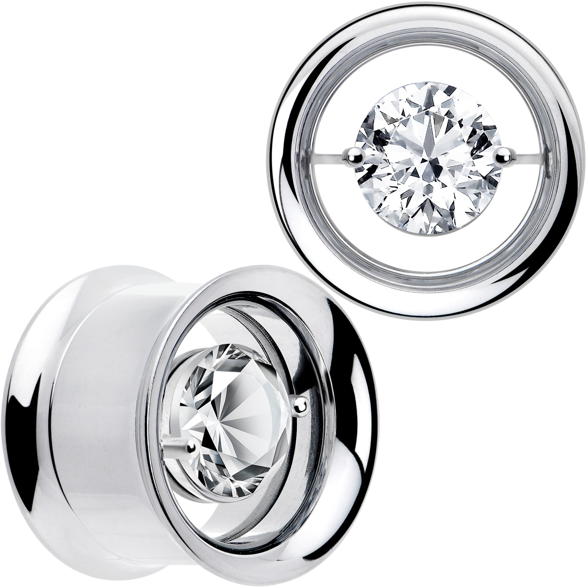BodyCandy Gem Floating Screw Fit Tunnel Plug Set Available Sizes 8mm to 16mm — fabric or material detail