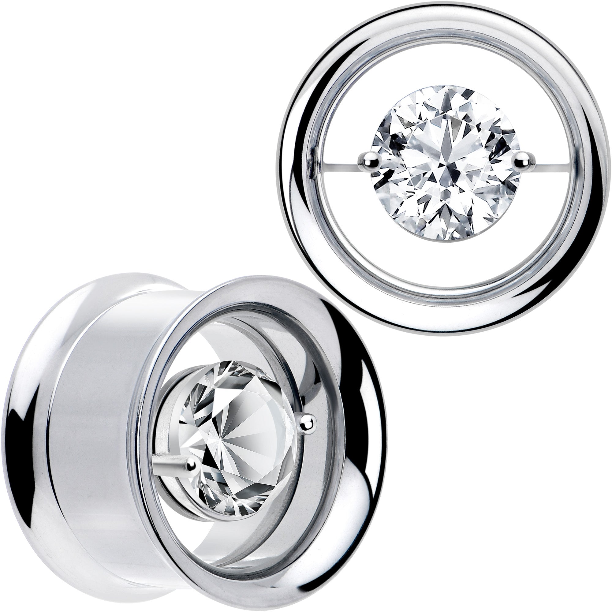 BodyCandy Gem Floating Screw Fit Tunnel Plug Set Available Sizes 8mm to 16mm — main product shot