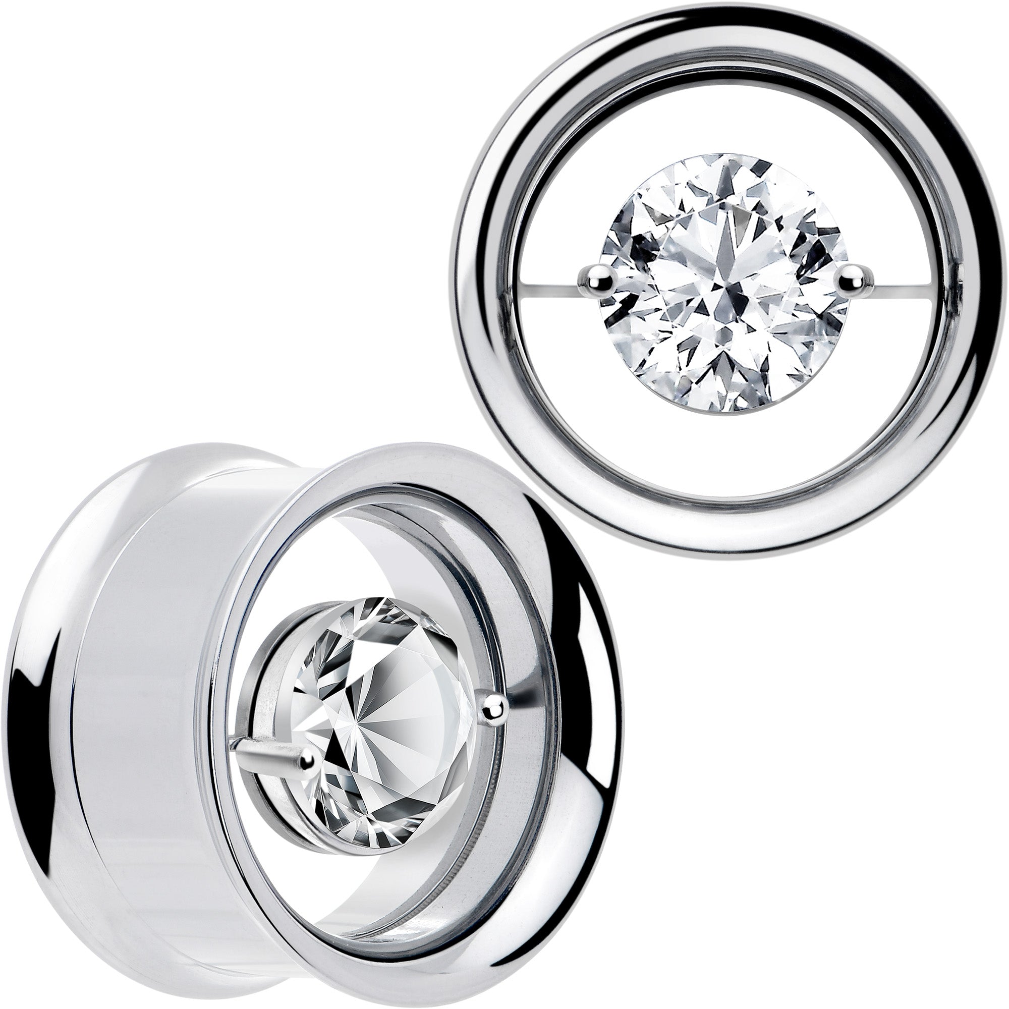 BodyCandy Gem Floating Screw Fit Tunnel Plug Set Available Sizes 8mm to 16mm — feature highlight