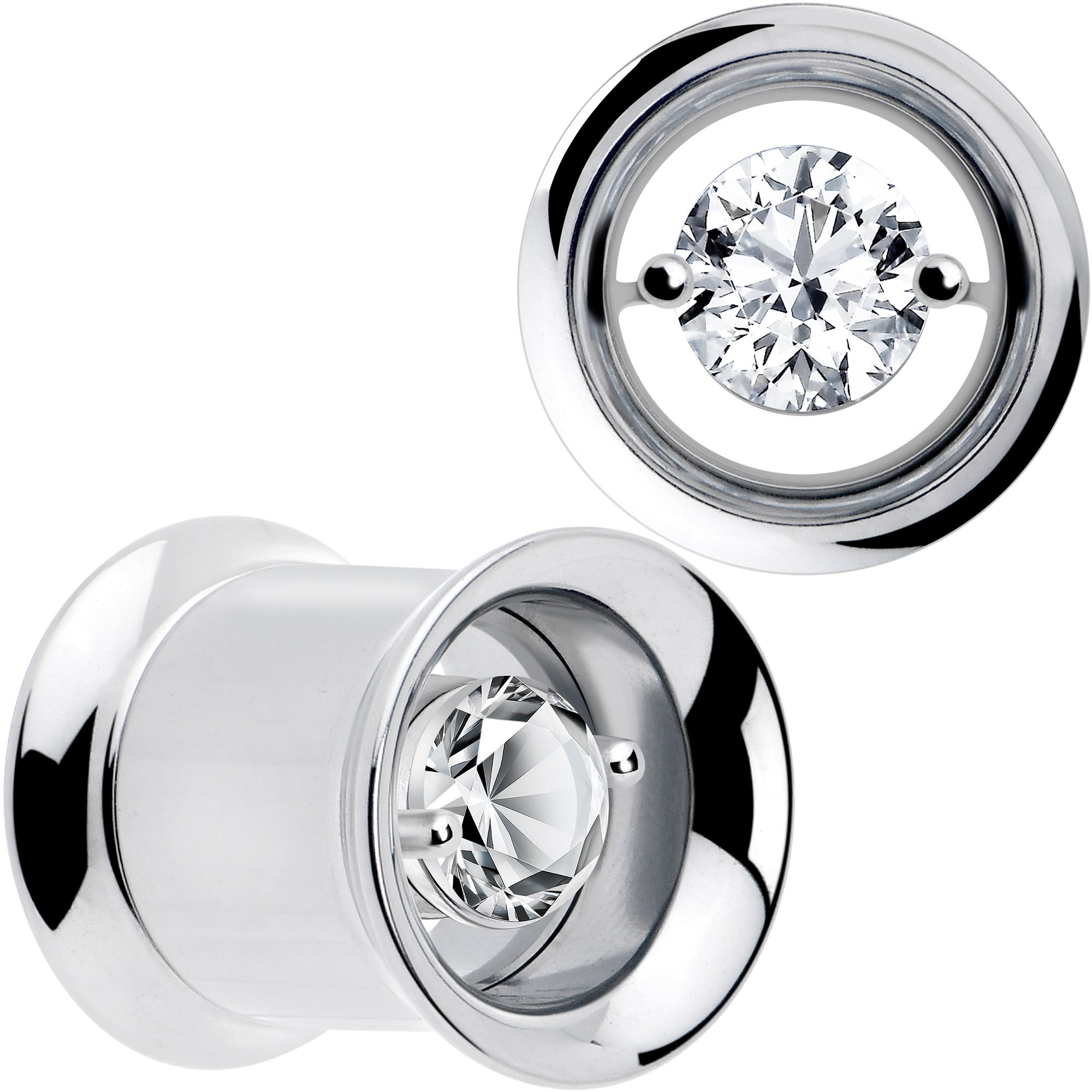 BodyCandy Gem Floating Screw Fit Tunnel Plug Set Available Sizes 8mm to 16mm — color detail