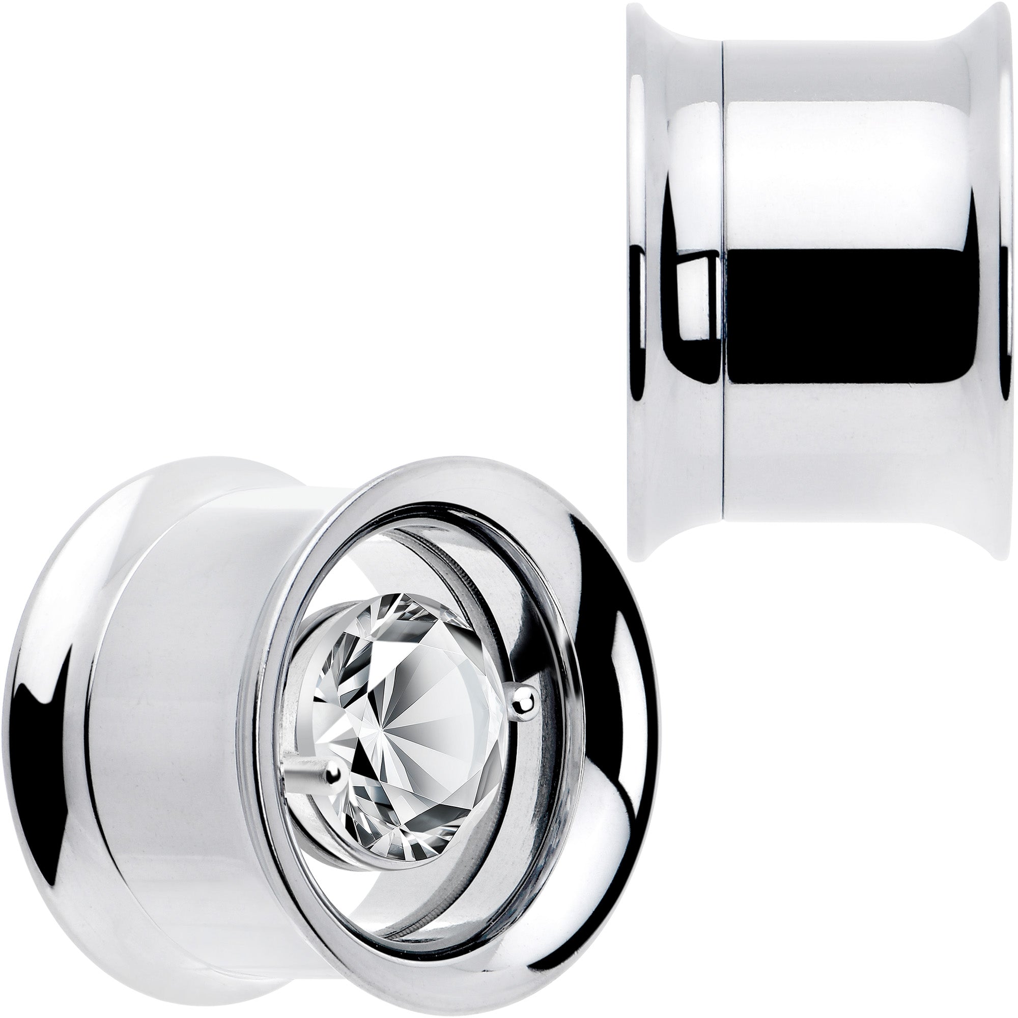 BodyCandy Gem Floating Screw Fit Tunnel Plug Set Available Sizes 8mm to 16mm — detail close-up