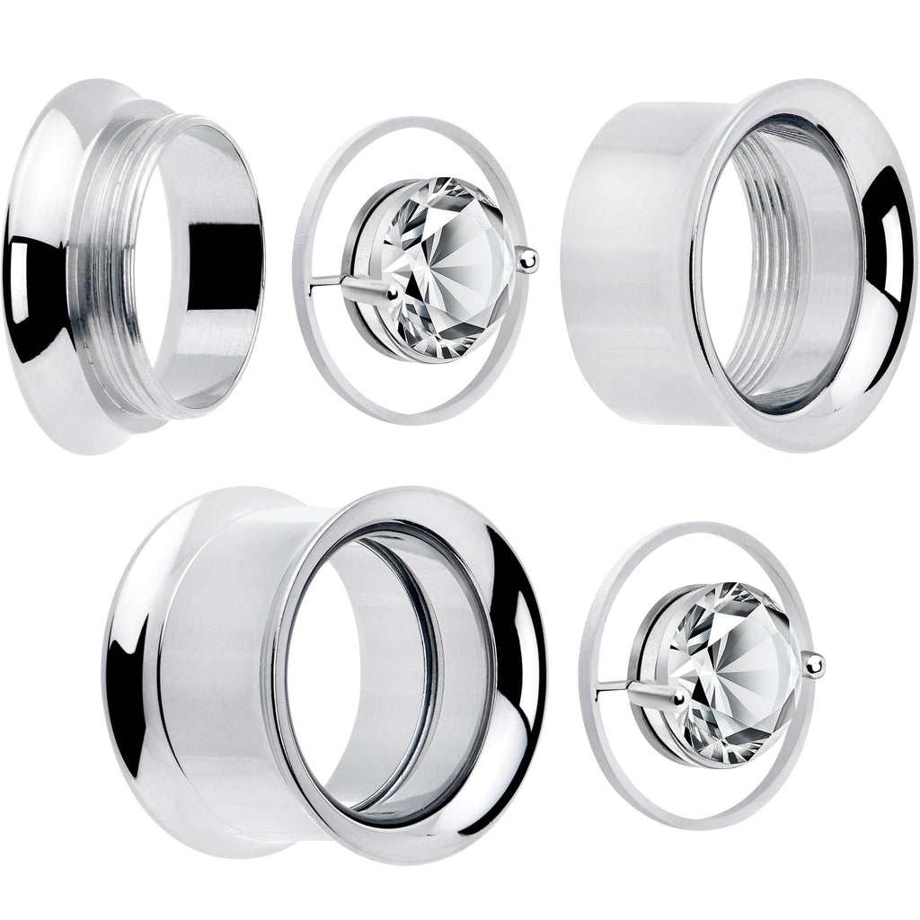 BodyCandy Gem Floating Screw Fit Tunnel Plug Set Available Sizes 8mm to 16mm — side view