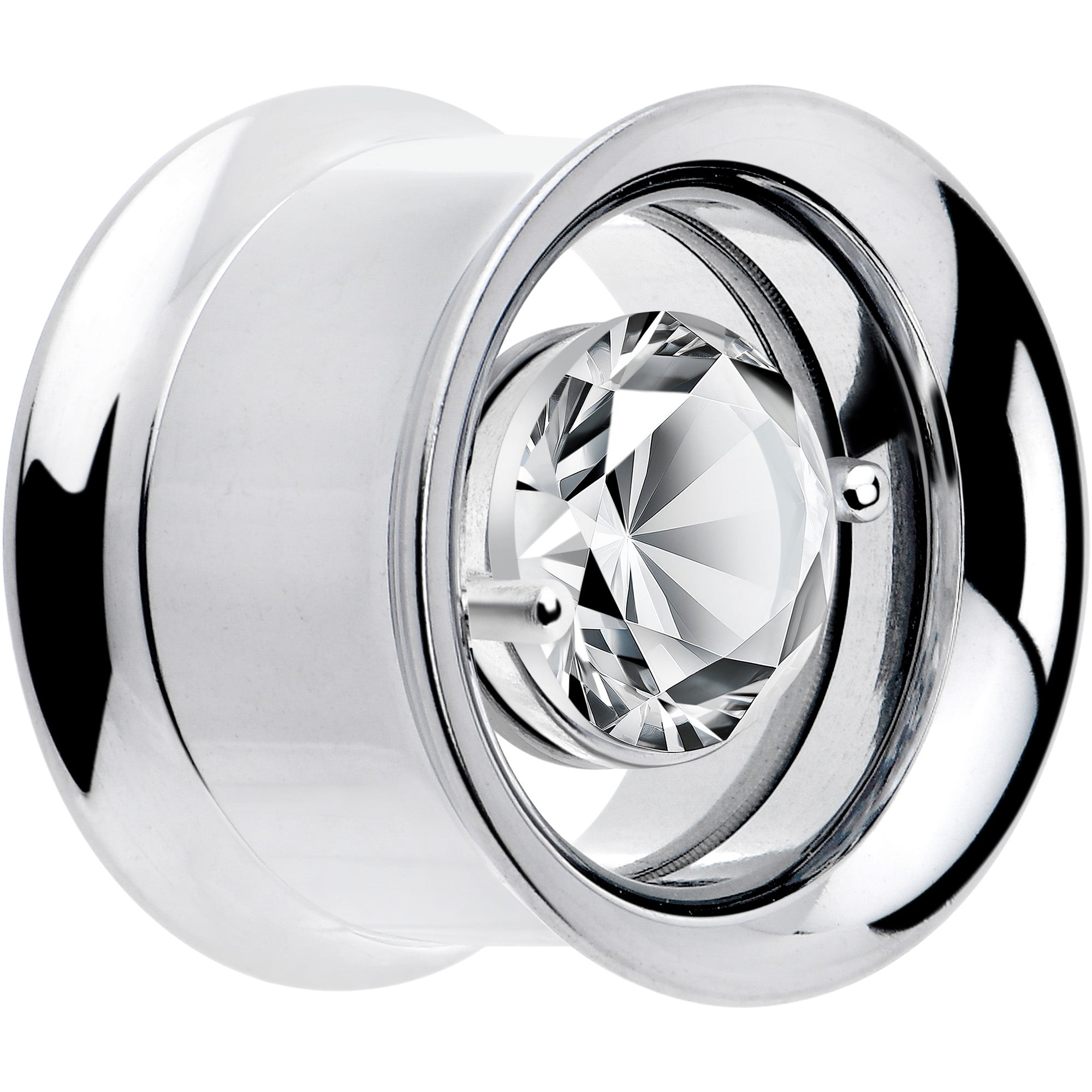 BodyCandy Gem Floating Screw Fit Tunnel Plug Set Available Sizes 8mm to 16mm — back view
