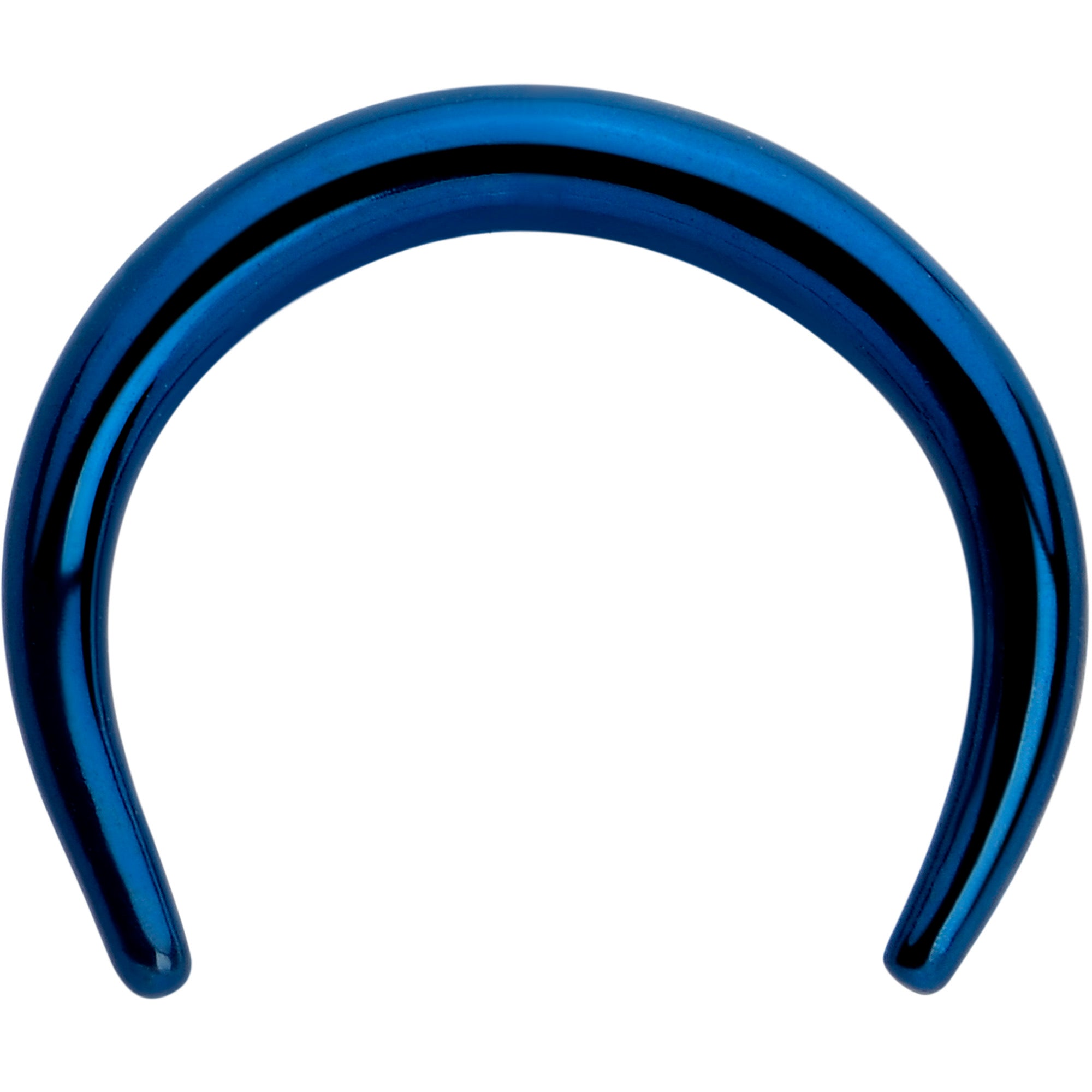 BodyCandy 14G 5/16 Blue Pincher Crescent Taper — detail close-up