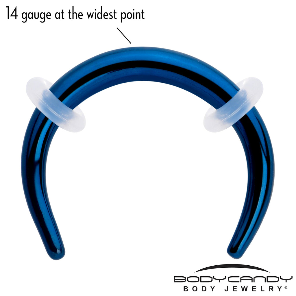 BodyCandy 14G 5/16 Blue Pincher Crescent Taper — lifestyle context