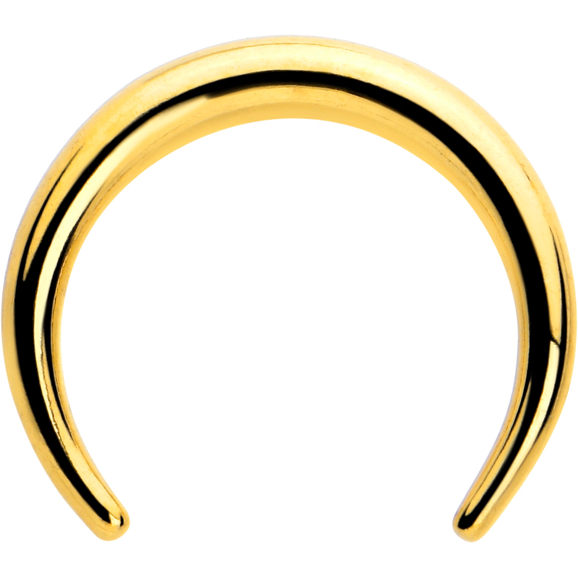 BodyCandy 14G 5/16 Gold Tone Pincher Crescent Taper — detail close-up