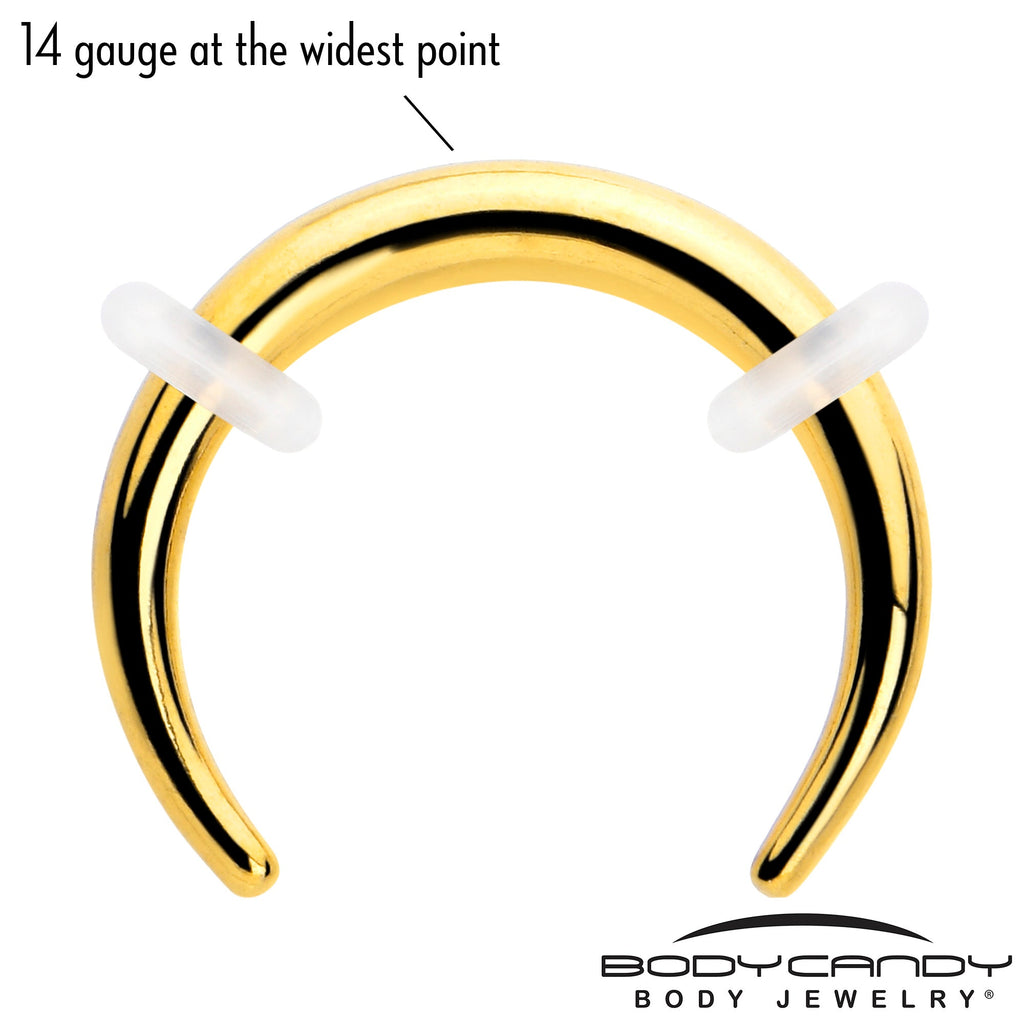BodyCandy 14G 5/16 Gold Tone Pincher Crescent Taper — lifestyle context