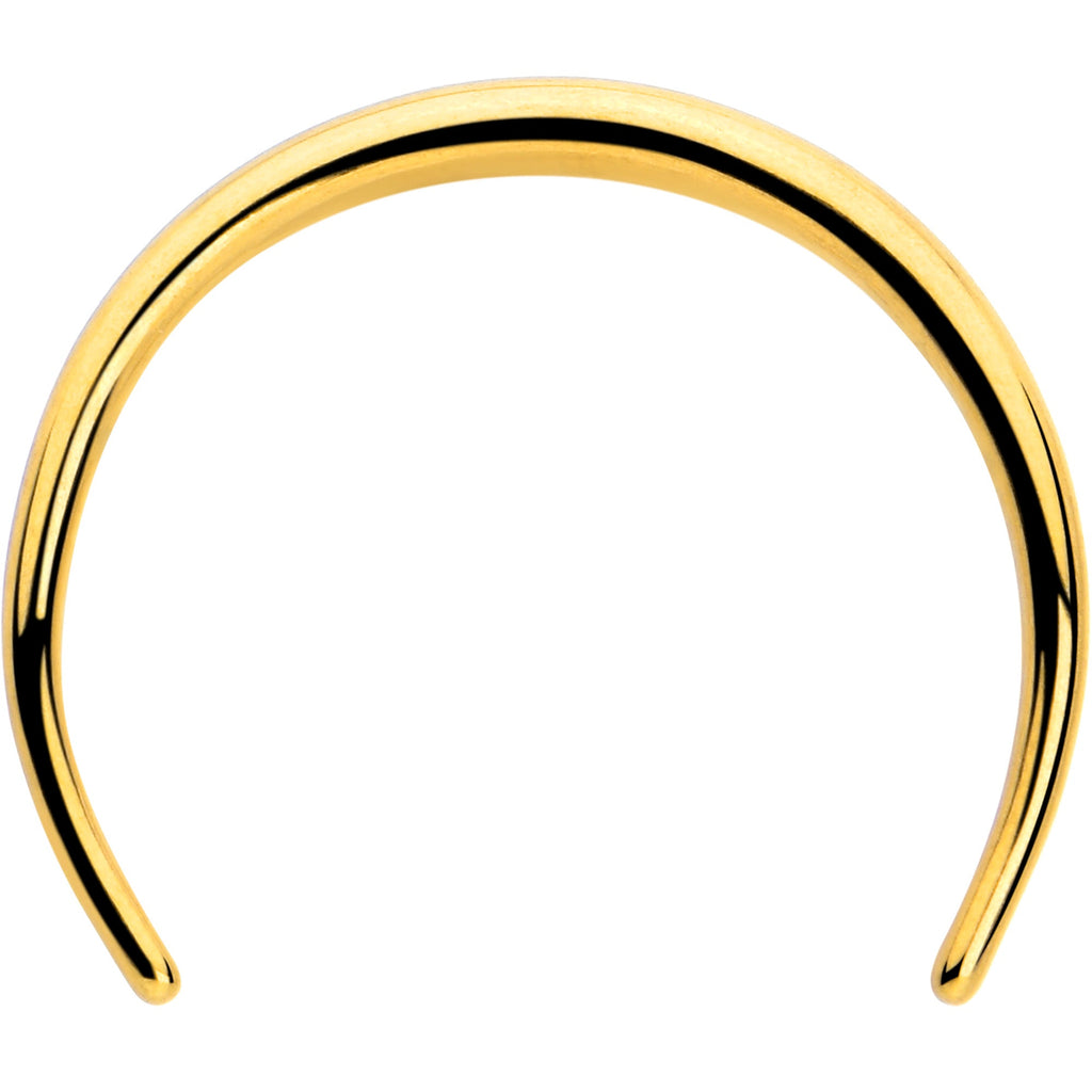 BodyCandy 16G 3/8 Gold Tone Pincher Crescent Taper — detail close-up