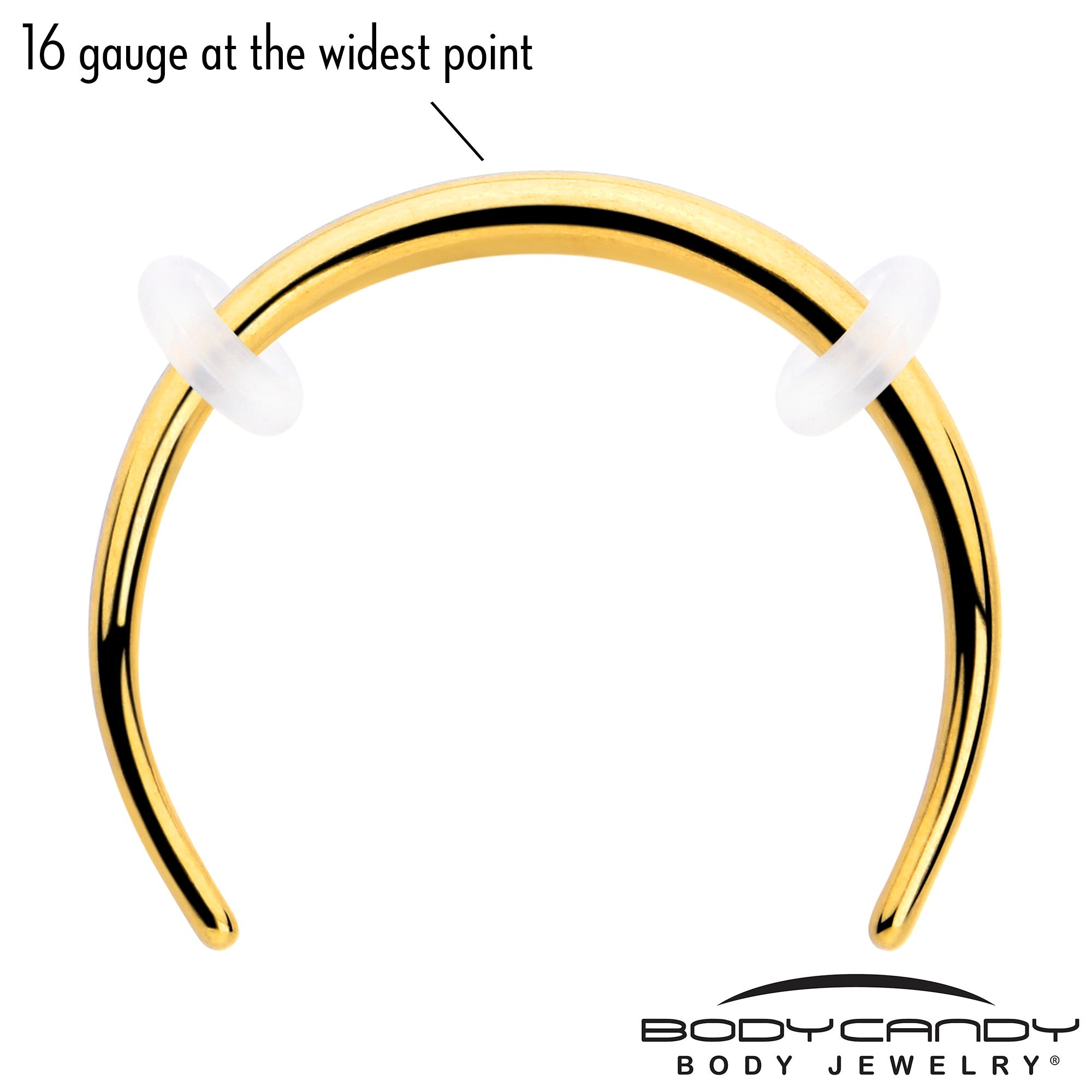 BodyCandy 16G 3/8 Gold Tone Pincher Crescent Taper — lifestyle context