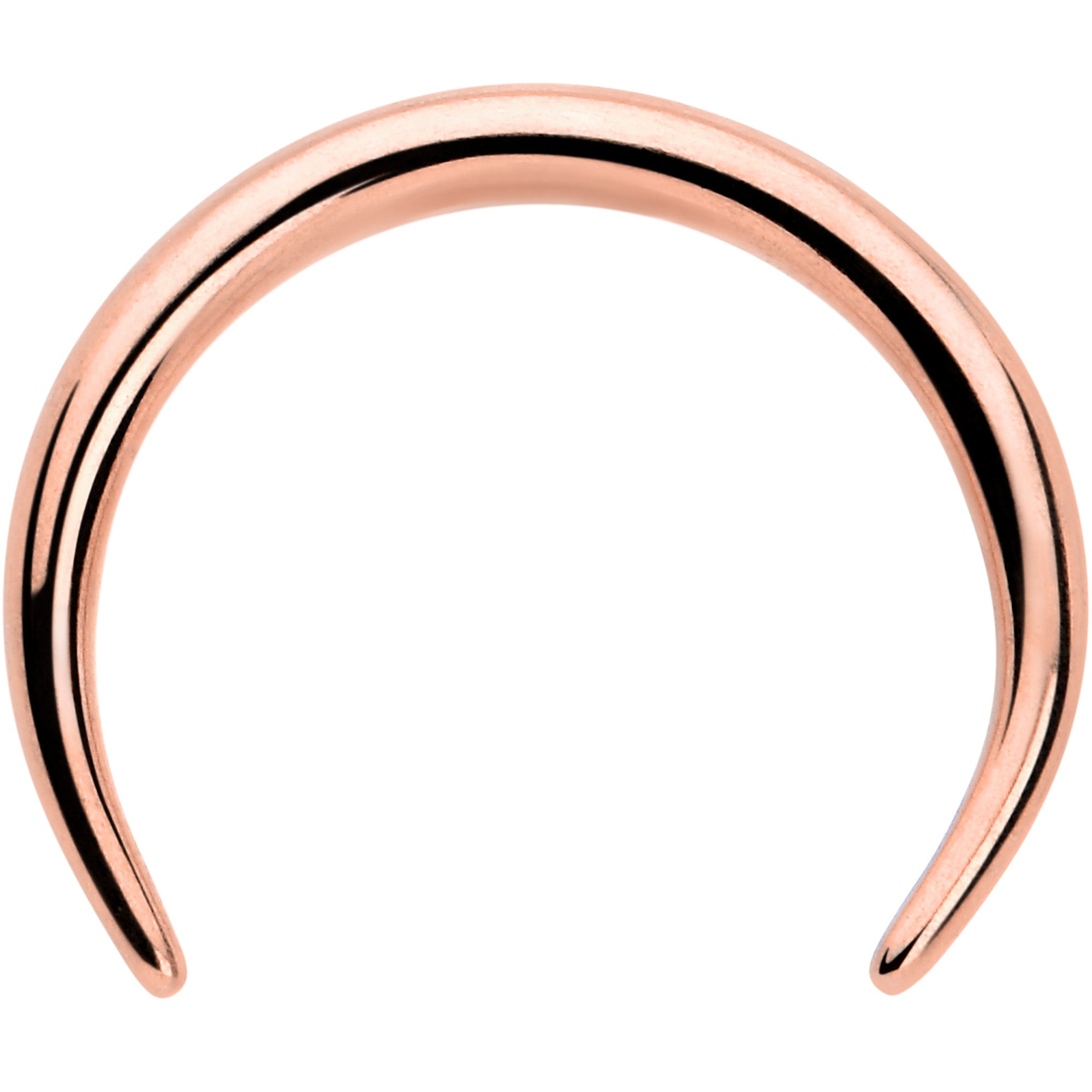 BodyCandy 16G 5/16 Rose Gold Tone Pincher Crescent Taper — detail close-up