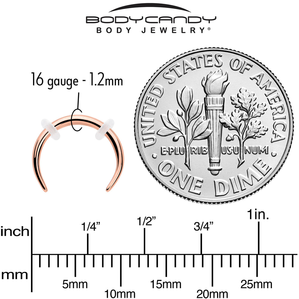 BodyCandy 16G 5/16 Rose Gold Tone Pincher Crescent Taper — side view