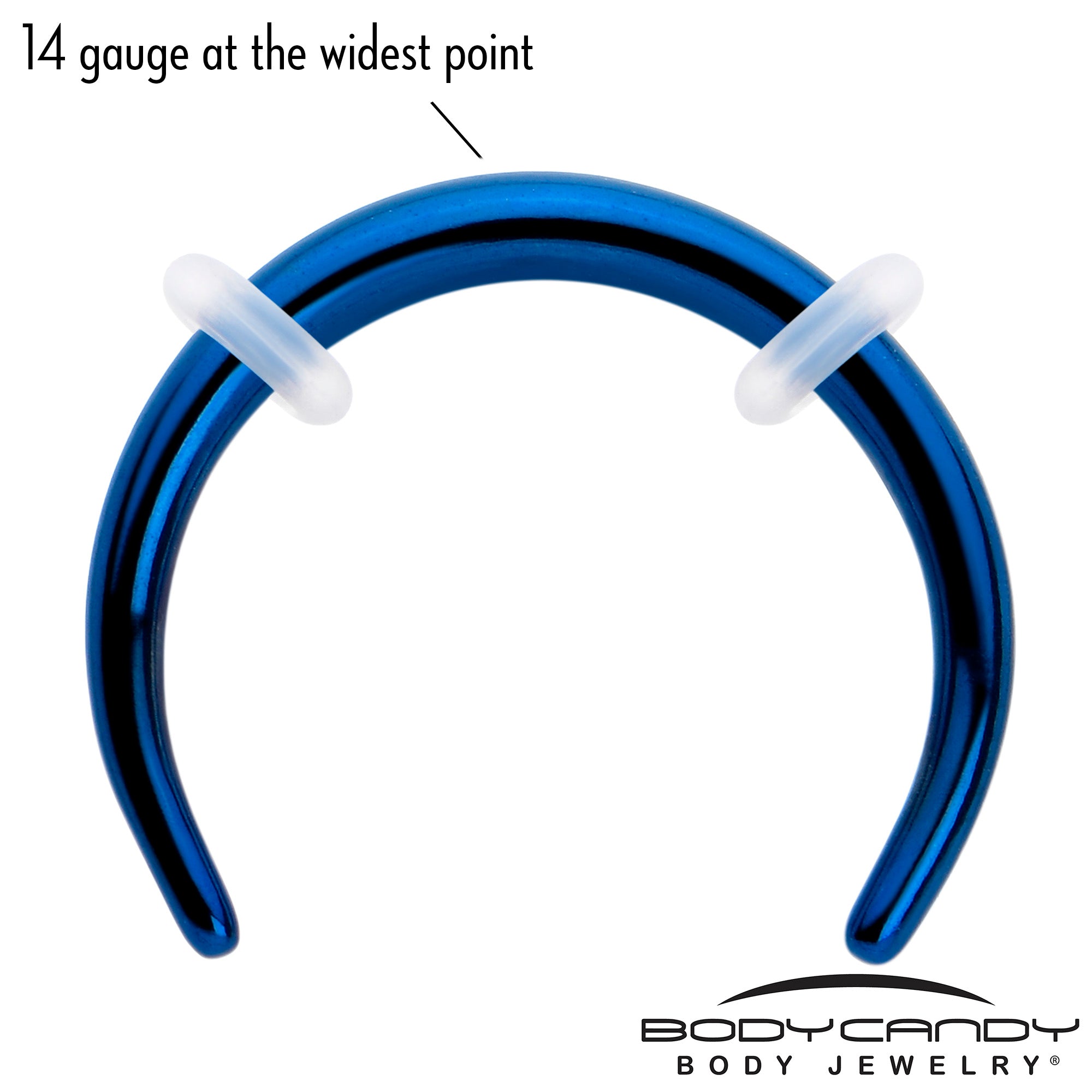 BodyCandy 14G 3/8 Blue Pincher Crescent Taper — lifestyle context
