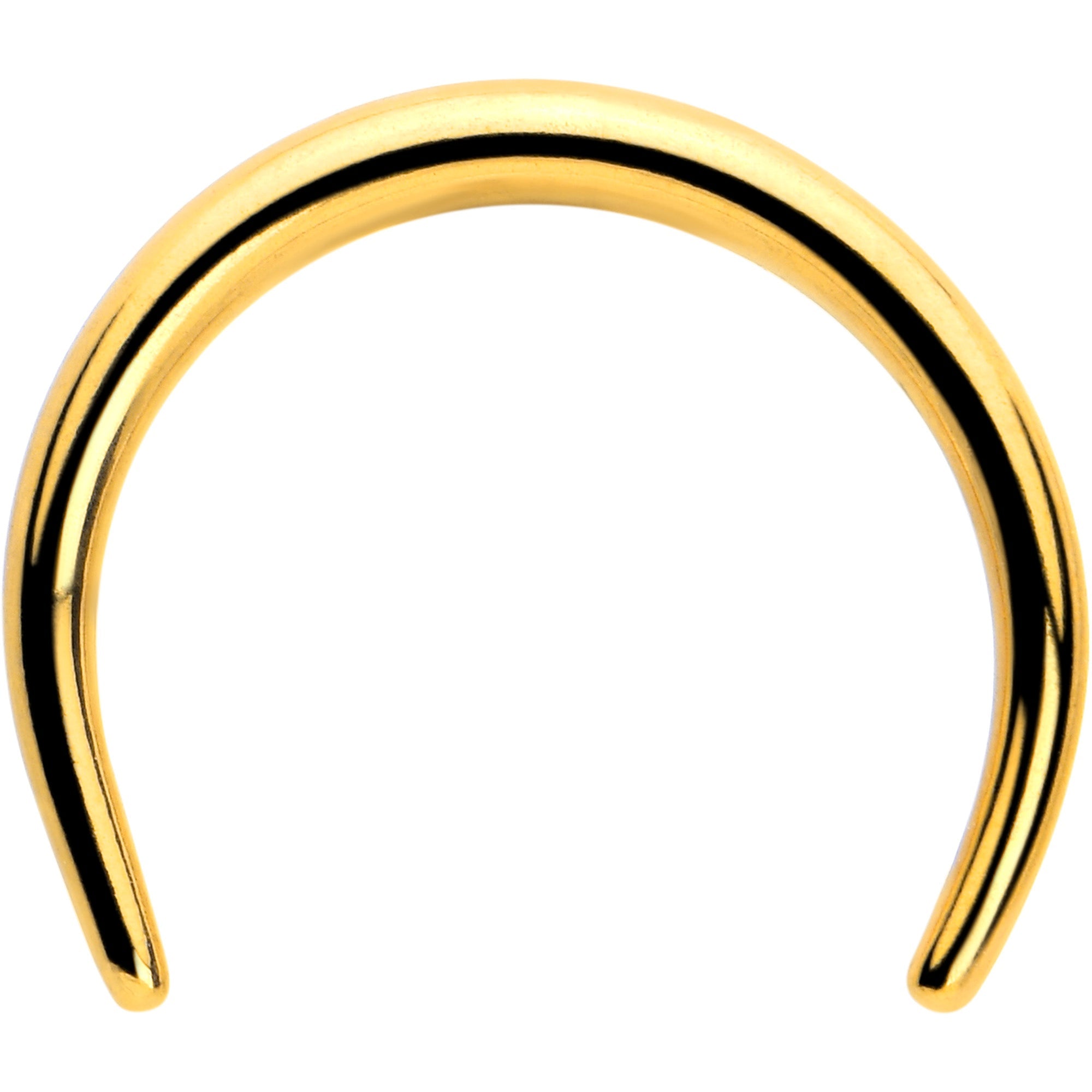 BodyCandy 14G 3/8 Gold Tone Pincher Crescent Taper — detail close-up